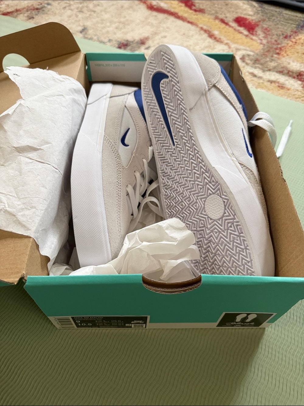 Nike Men's sb malor White and Blue Low-Top Sneakers